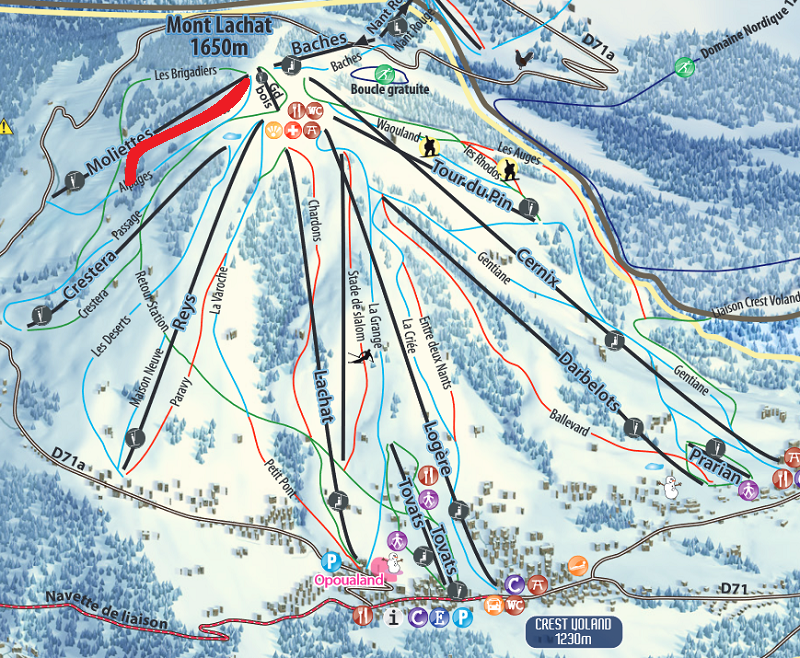 Situation sur le plan des pistes de l'Espace Diamant