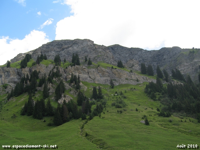 A gauche, le massif du Mont des Acrays