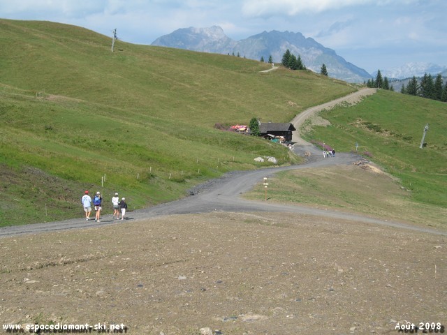 Le chemin  flanc de montagne des pentes du Quzet, en direction de Ban Rouge
