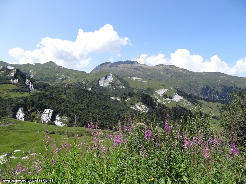 De gauche  droite : la Pointe du Riondet, le Col de la Louze et le Grand Mont