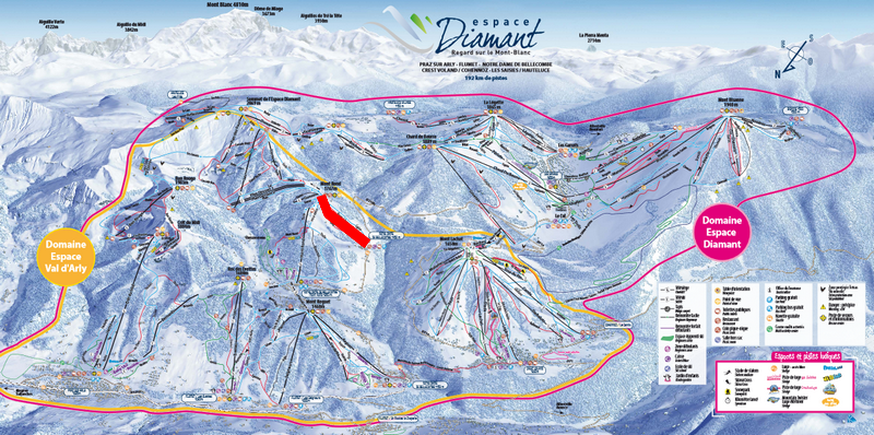 Situation sur le plan des pistes de l'Espace Diamant