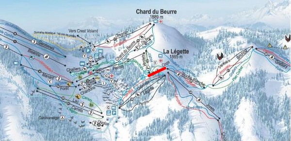 Situation sur le plan des pistes des Saisies