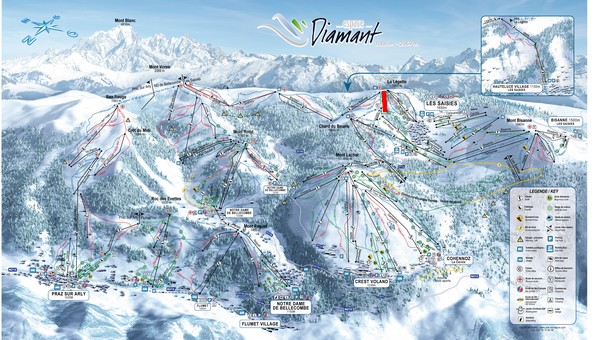 Situation sur le plan des pistes de l'Espace Diamant