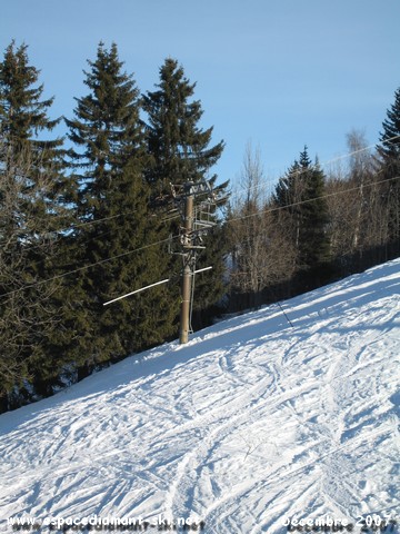 Vue sur l'inclinaison de la pente au niveau du p7