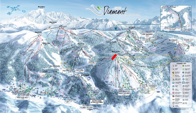 Situation sur le plan des pistes de l'Espace Diamant