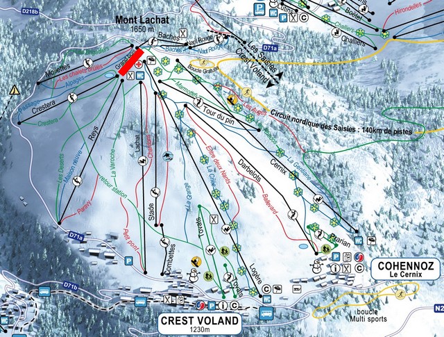 Situation sur le plan des pistes de l'Espace Diamant