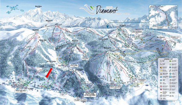 Situation sur le plan des pistes de l'Espace Diamant