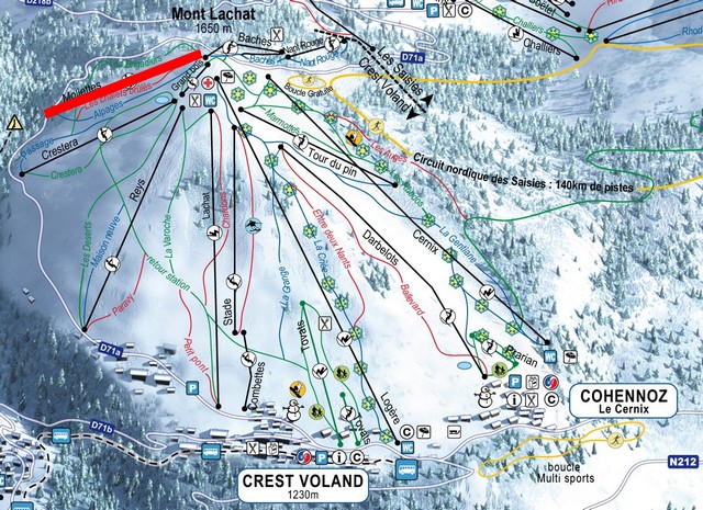 Situation sur le plan des pistes de l'Espace Diamant