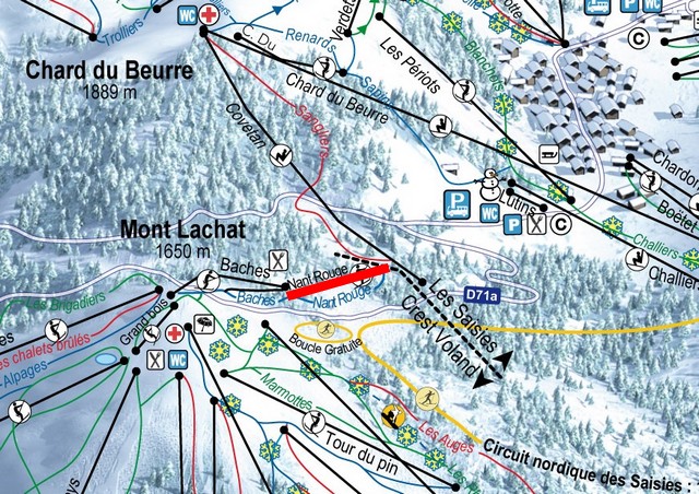 Situation sur le plan des pistes de l'Espace Diamant