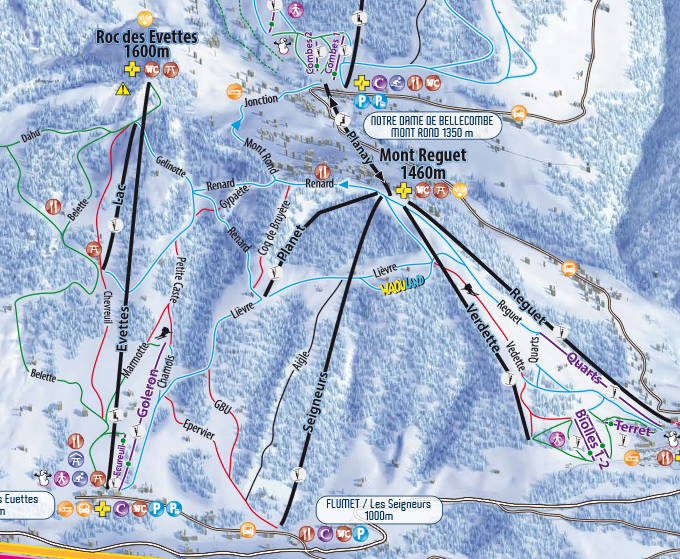 Situation sur le plan des pistes de l'Espace Diamant