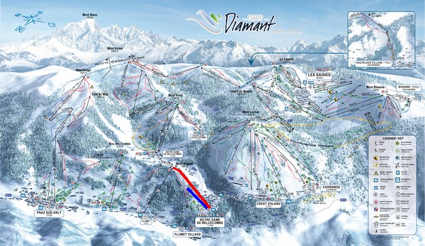 Situation sur le plan des pistes de l'Espace Diamant