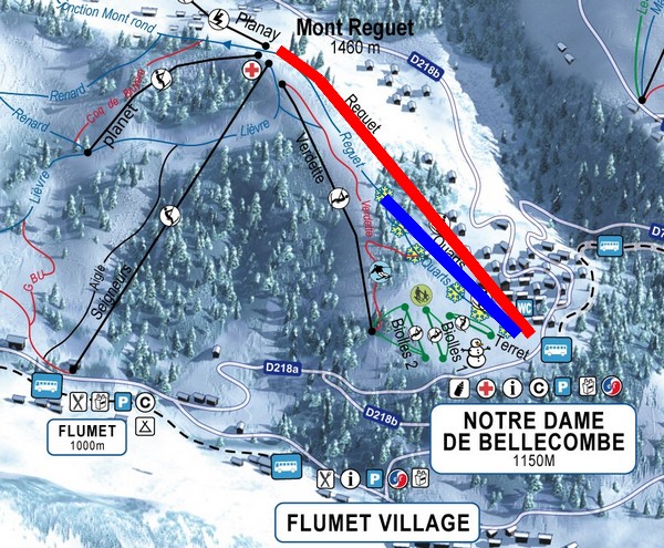 Situation sur le plan des pistes de l'Espace Diamant