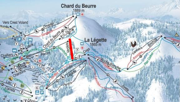Situation sur le plan des pistes des Saisies