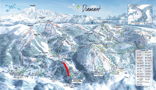 Situation sur le plan des pistes de l'Espace Diamant