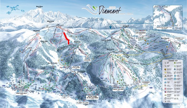 Situation sur le plan des pistes de l'Espace Diamant