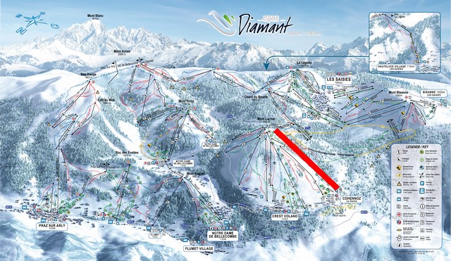 Situation sur le plan des pistes de l'Espace Diamant