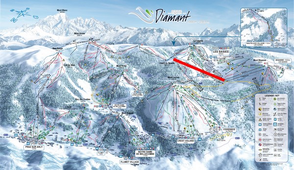 Situation sur le plan des pistes de l'Espace Diamant