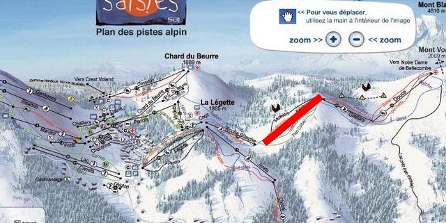 Situation sur le plan des pistes des Saisies
