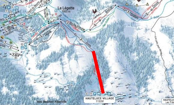 Situation sur le plan des pistes des Saisies