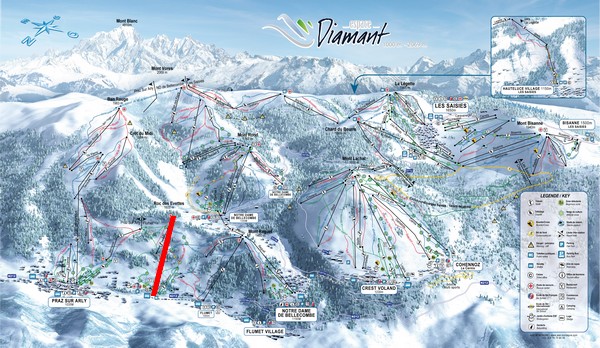 Situation sur le plan des pistes de l'Espace Diamant