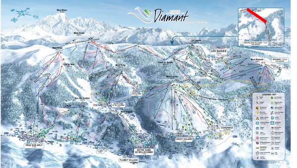 Situation sur le plan des pistes de l'Espace Diamant