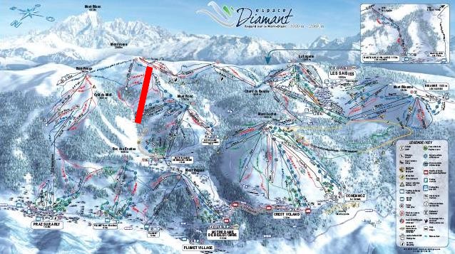 Situation sur le plan des pistes de l'Espace Diamant