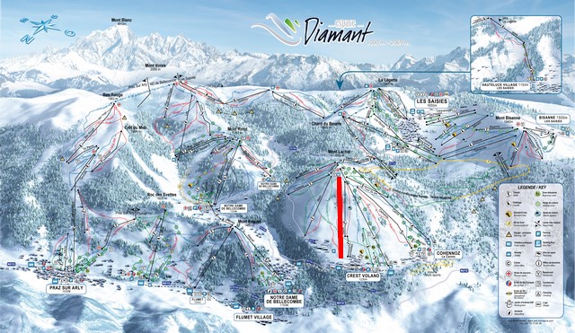 Situation sur le plan des pistes de l'Espace Diamant