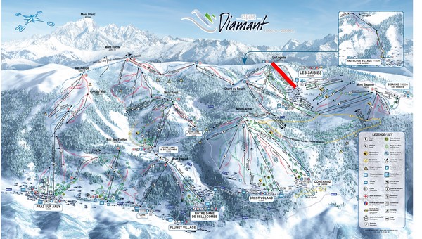 Situation sur le plan des pistes de l'Espace Diamant