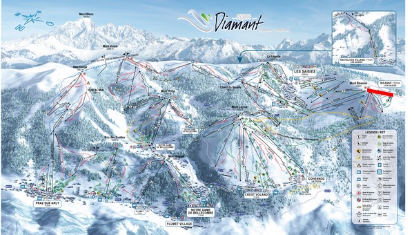 Situation sur le plan des pistes de l'Espace Diamant