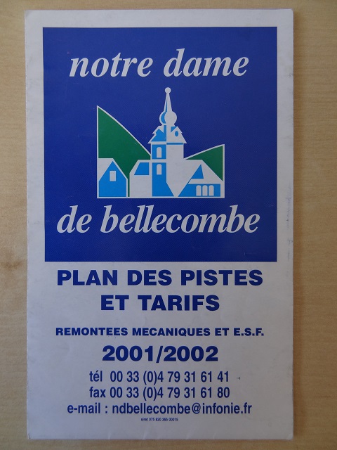 Plan des pistes Notre Dame de Bellecombe - Hiver 2001-2002