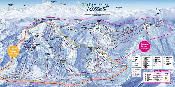 Le plan des pistes de l'Espace Diamant