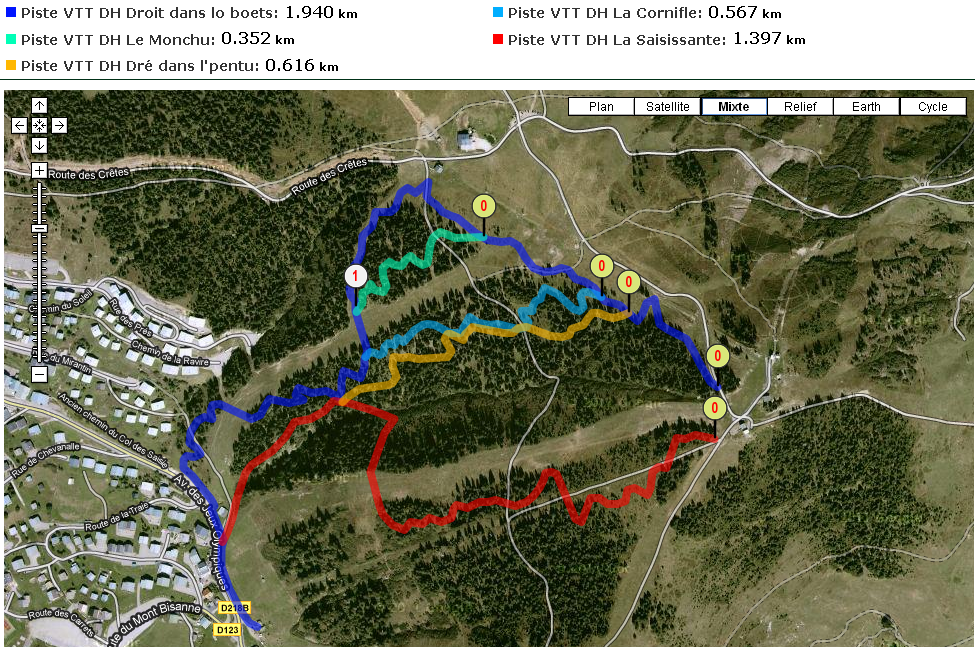 Situation des pistes DH de la Lgette